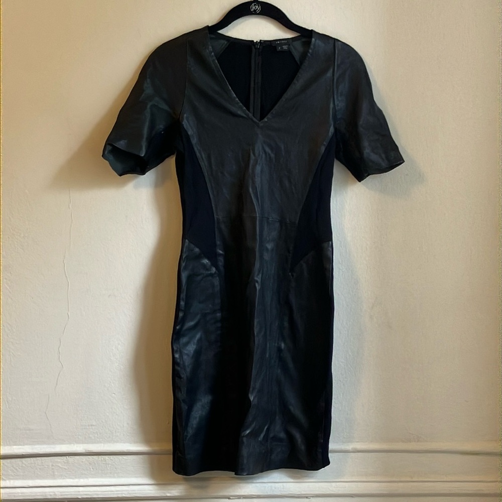 Theory Black Leather Dress